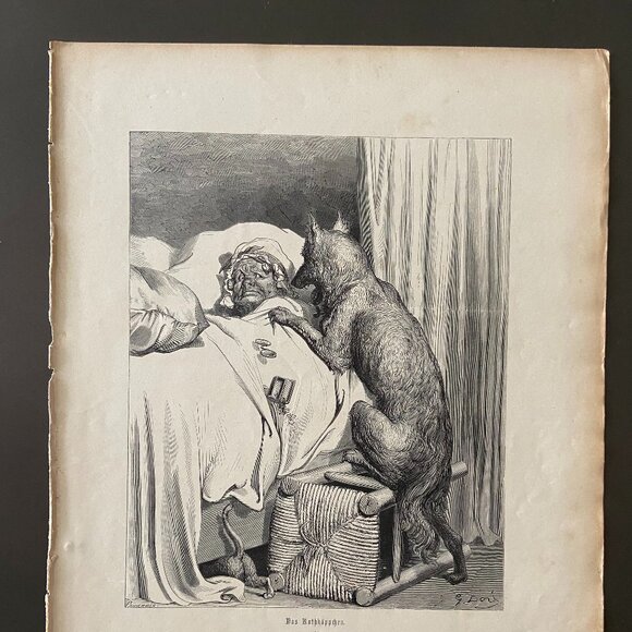 Gustave Dore, Little Red Riding Hood, Woodcut Engraving, Antique Print - Picture 4 of 5